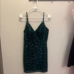 Elegant Green Sequin Mini Dress